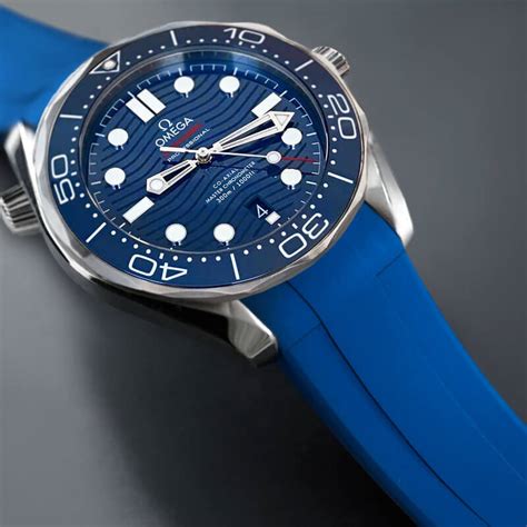 omega seamaster planet ocean blue strap|Omega Seamaster professional rubber strap.